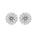 Sterling Silver 925 Earring Rhodium Plated Embedded With Yellow Zircon And White Zircon