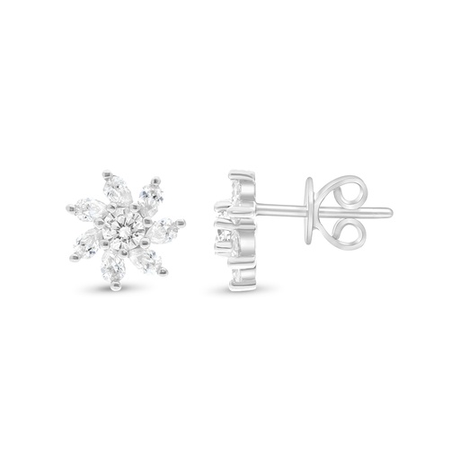 [EAR01CIT00WCZB702] Sterling Silver 925 Earring Rhodium Plated Embedded With Yellow Zircon And White CZ