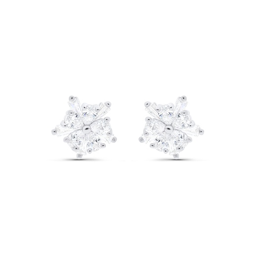 [EAR01WCZ00000B703] Sterling Silver 925 Earring Rhodium Plated Embedded With White CZ