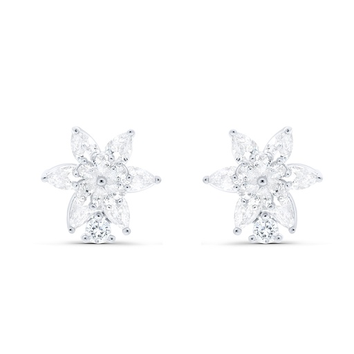 [EAR01WCZ00000B708] Sterling Silver 925 Earring Rhodium Plated Embedded With White CZ