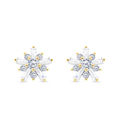 [EAR28WCZ00000B712] Sterling Silver 925 Earring Rhodium And Gold Plated Embedded With White CZ