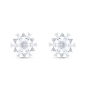 Sterling Silver 925 Earring Rhodium Plated Embedded With White CZ