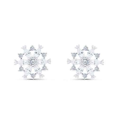 [EAR01WCZ00000B714] Sterling Silver 925 Earring Rhodium Plated Embedded With White CZ