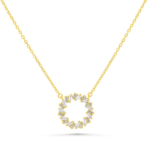 [NCL02WCZ00000A647] Sterling Silver 925 Necklace Gold Plated Embedded With White Zircon