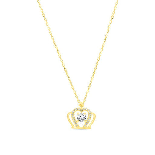 [NCL02WCZ00000A654] Sterling Silver 925 Necklace Gold Plated Embedded With White CZ