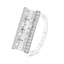 Sterling Silver 925 Ring Rhodium Plated Embedded With White CZ