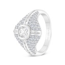 Sterling Silver 925 Ring Rhodium Plated Embedded With White CZ