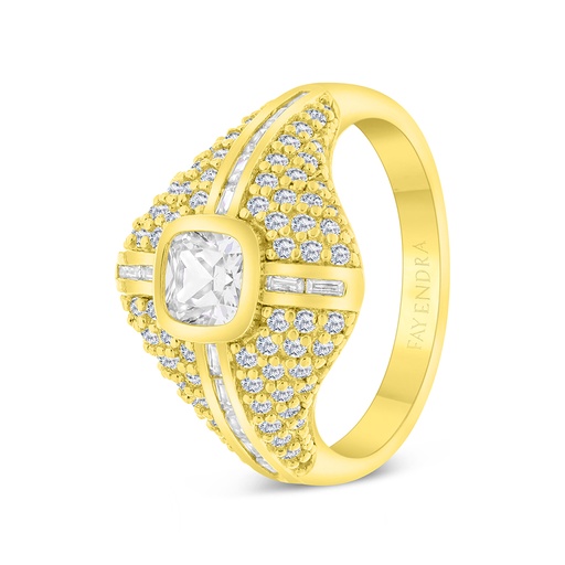 Sterling Silver 925 Ring Gold Plated Embedded With White CZ