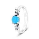 Sterling Silver 925 Ring Embedded With Natural Processed Turquoise And Marcasite Stones