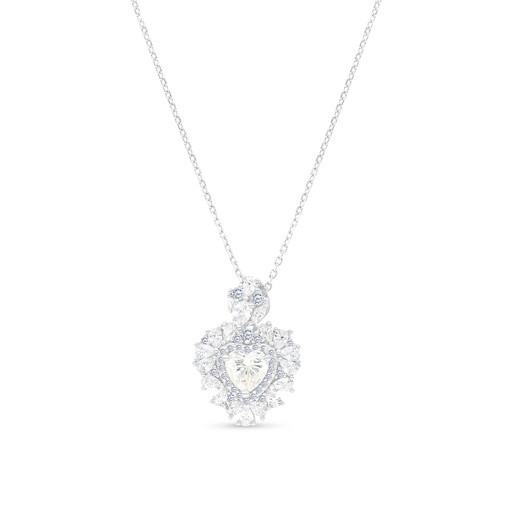 [NCL01CIT00WCZA766] Sterling Silver 925 Necklace Rhodium Plated Embedded With Yellow Zircon And White CZ