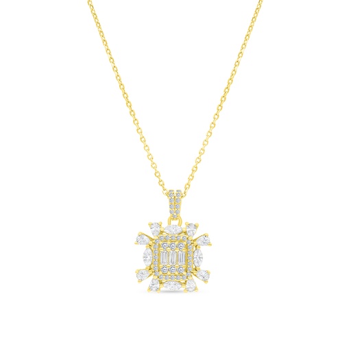 [NCL02WCZ00000A768] Sterling Silver 925 Necklace Gold Plated Embedded With White CZ