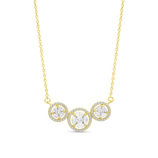 [NCL02WCZ00000A773] Sterling Silver 925 Necklace Gold Plated Embedded With White CZ