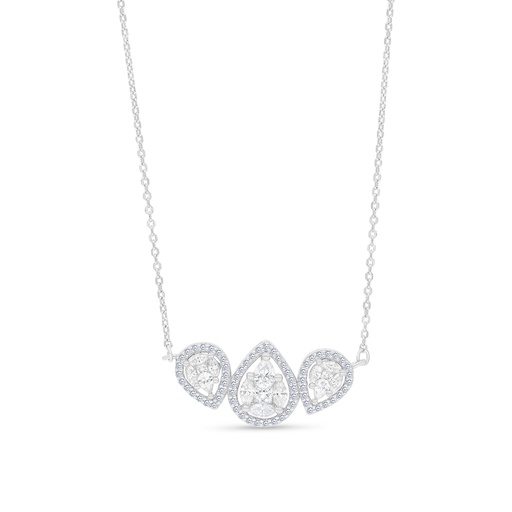 [NCL01WCZ00000A775] Sterling Silver 925 Necklace Rhodium Plated Embedded With White CZ