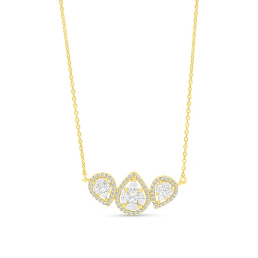 [NCL02WCZ00000A775] Sterling Silver 925 Necklace Gold Plated Embedded With White CZ