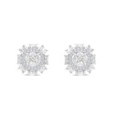 Sterling Silver 925 Earring Rhodium Plated Embedded With White CZ