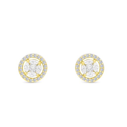 [EAR28WCZ00000B761] Sterling Silver 925 Earring Rhodium And Gold Plated Embedded With White CZ