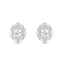 Sterling Silver 925 Earring Rhodium Plated Embedded With Yellow Zircon And White CZ