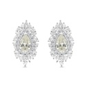 Sterling Silver 925 Earring Rhodium Plated Embedded With Yellow Zircon And White CZ