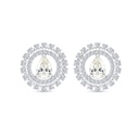 Sterling Silver 925 Earring Rhodium Plated Embedded With Yellow Zircon And White CZ