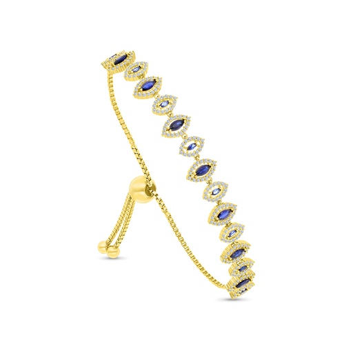 [BRC02SAP00WCZA913] Sterling Silver 925 Bracelet Gold Plated Embedded With Sapphire Corundum And White CZ