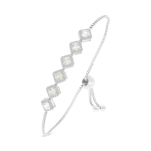 [BRC01CIT00WCZA922] Sterling Silver 925 Bracelet Rhodium Plated Embedded With Yellow Zircon And White CZ