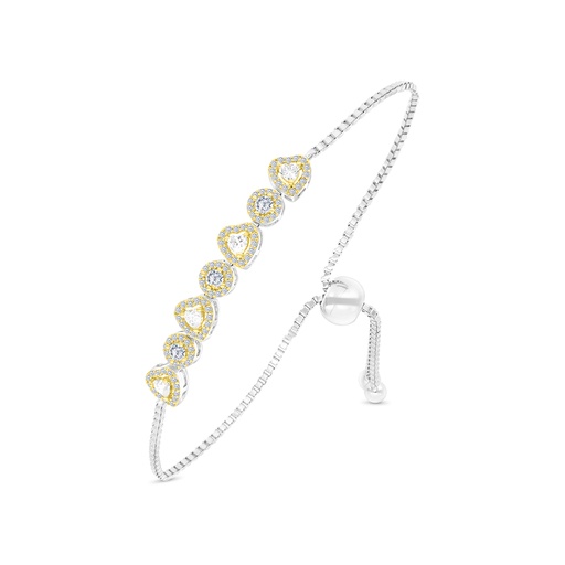 [BRC28WCZ00000A923] Sterling Silver 925 Bracelet Rhodium And Gold Plated Embedded With White CZ