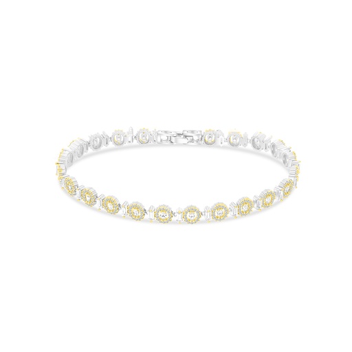 [BRC28WCZ00000A932] Sterling Silver 925 Bracelet Rhodium And Gold Plated Embedded With White CZ