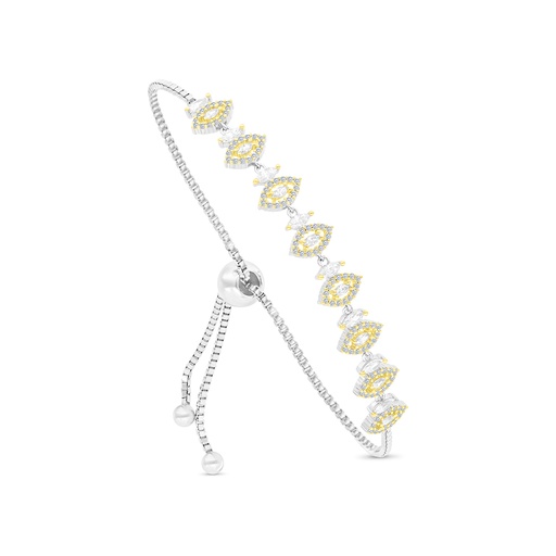 [BRC28WCZ00000A934] Sterling Silver 925 Bracelet Rhodium And Gold Plated Embedded With White CZ