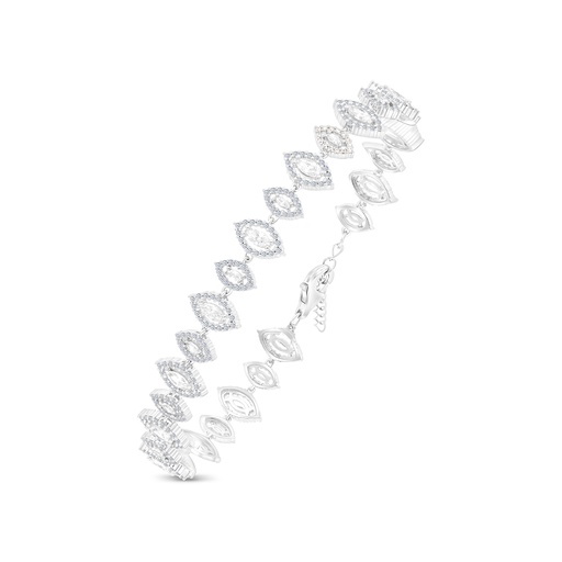[BRC01WCZ00000A938] Sterling Silver 925 Bracelet Rhodium Plated Embedded With White CZ