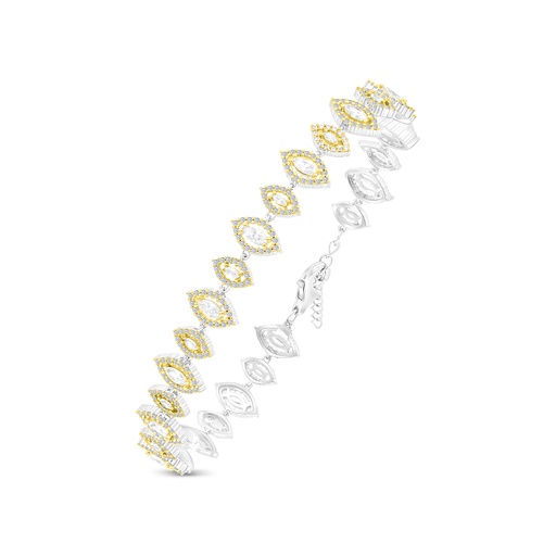[BRC28WCZ00000A938] Sterling Silver 925 Bracelet Rhodium And Gold Plated Embedded With White CZ