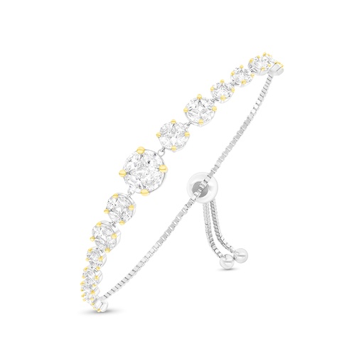 [BRC28WCZ00000A940] Sterling Silver 925 Bracelet Rhodium And Gold Plated Embedded With White CZ