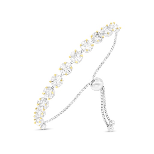 [BRC28WCZ00000A941] Sterling Silver 925 Bracelet Rhodium And Gold Plated Embedded With White CZ