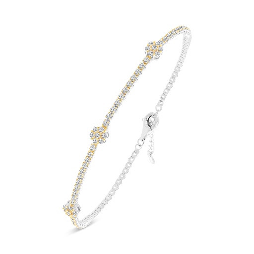 [BRC28WCZ00000A970] Sterling Silver 925 Bracelet Rhodium And Gold Plated Embedded With White CZ