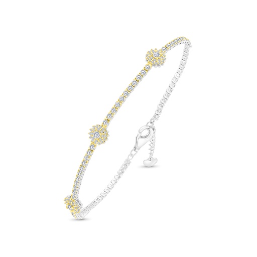 [BRC28WCZ00000A972] Sterling Silver 925 Bracelet Rhodium And Gold Plated Embedded With White CZ