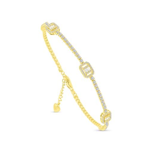 [BRC02WCZ00000A973] Sterling Silver 925 Bracelet Gold Plated Embedded With White CZ