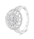 Sterling Silver 925 Ring Rhodium Plated Embedded With White CZ