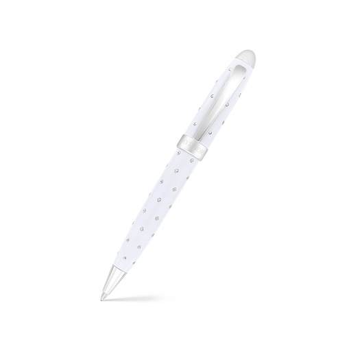 [PEN09WIT01000A025] Fayendra Pen Rhodium Plated White lacquer