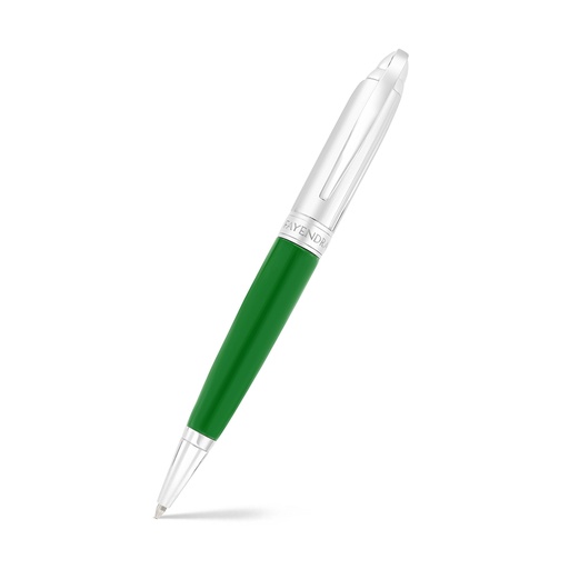 [PEN09GRN01000A010] Fayendra Pen Rhodium Plated green lacquer