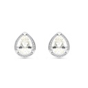 Sterling Silver 925 Earring Rhodium Plated Embedded With Yellow Zircon And White CZ