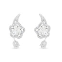 Sterling Silver 925 Earring Rhodium Plated Embedded With White CZ