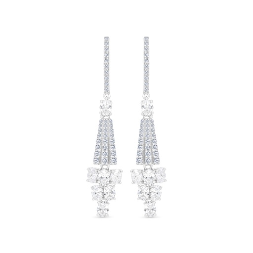 [EAR01WCZ00000B733] Sterling Silver 925 Earring Rhodium Plated Embedded With White CZ