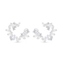 Sterling Silver 925 Earring Rhodium Plated Embedded With White CZ