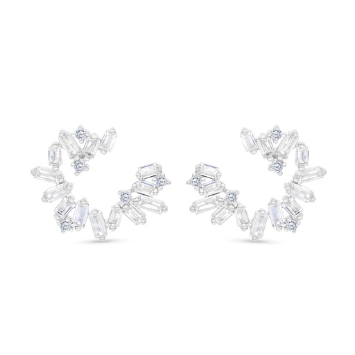 [EAR01WCZ00000B735] Sterling Silver 925 Earring Rhodium Plated Embedded With White CZ