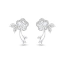 Sterling Silver 925 Earring Rhodium Plated Embedded With White CZ