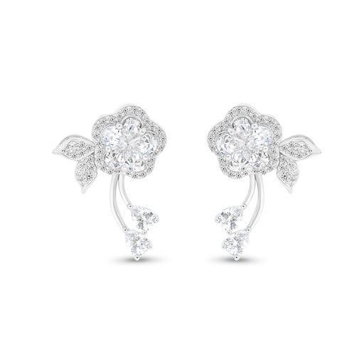 [EAR01WCZ00000B736] Sterling Silver 925 Earring Rhodium Plated Embedded With White CZ