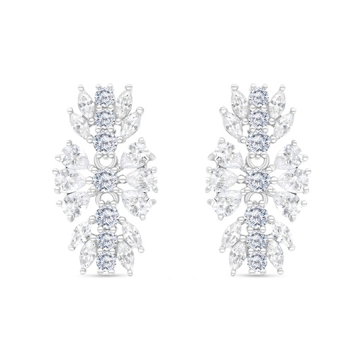 [EAR01WCZ00000B742] Sterling Silver 925 Earring Rhodium Plated Embedded With White CZ