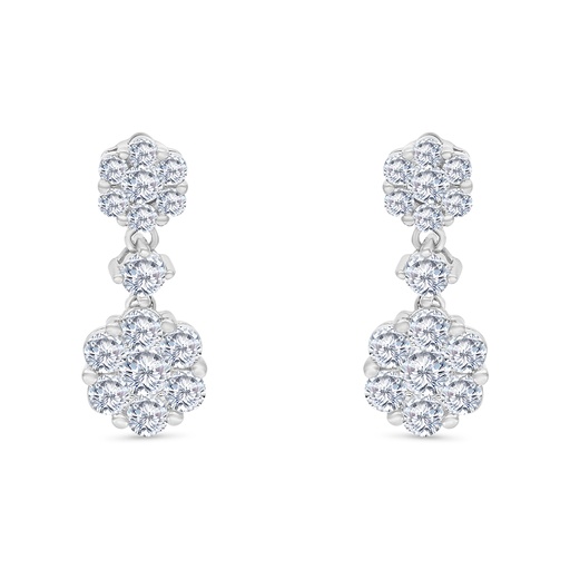 [EAR01WCZ00000B752] Sterling Silver 925 Earring Rhodium Plated Embedded With White CZ