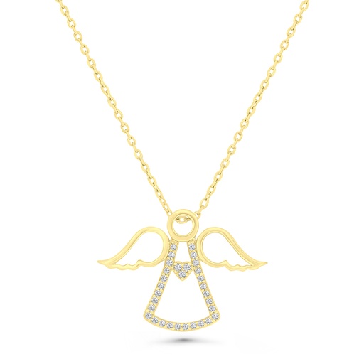 [NCL02WCZ00000A665] Sterling Silver 925 Necklace Gold Plated Embedded With White CZ