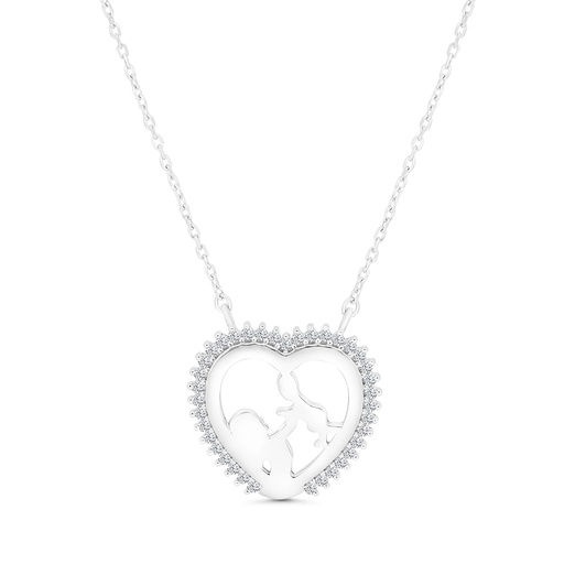 [NCL01WCZ00000A668] Sterling Silver 925 Necklace Rhodium Plated Embedded With White CZ