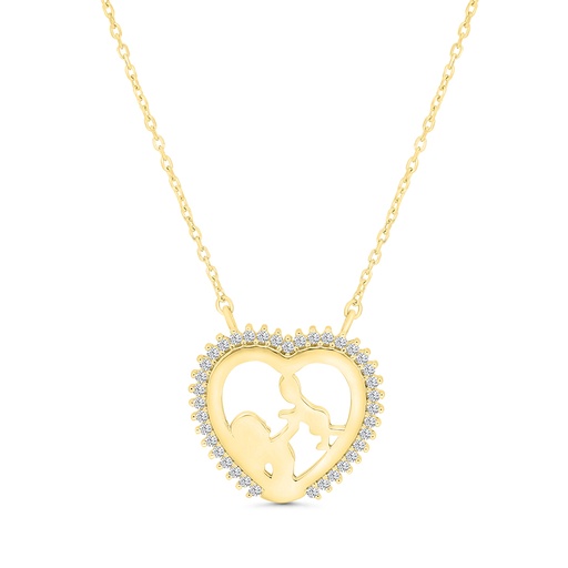 [NCL02WCZ00000A668] Sterling Silver 925 Necklace Gold Plated Embedded With White CZ
